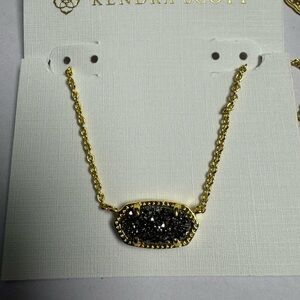 Kendra Scott Gold Necklace with Black Stone